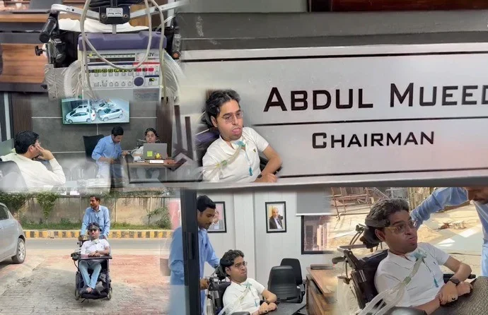 پاکستان کا اسٹیفن ہاکنگ،ایک انگلی سے لیپ ٹاپ چلا کر لاکھوں روپے کمانے والا عبدالمعید